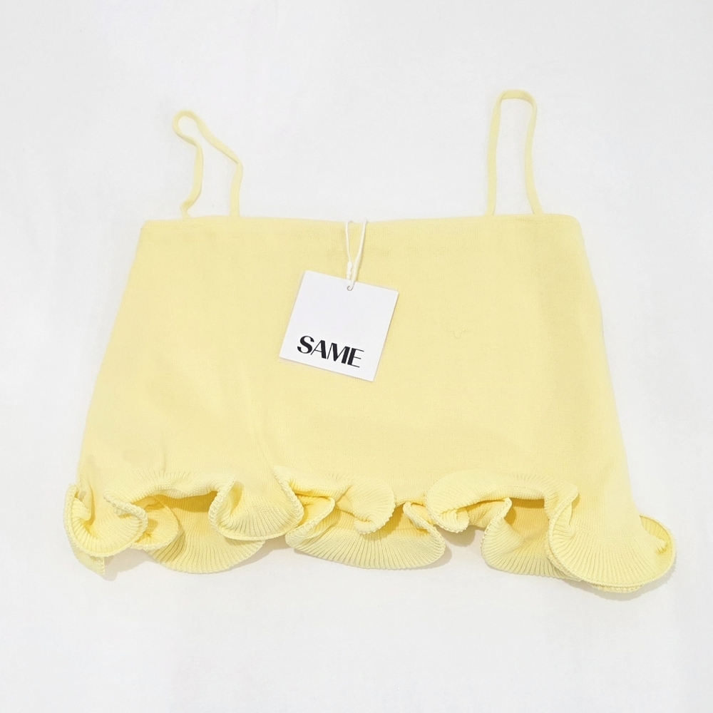 SAME Ruffle Hem Crop Top (Butter Yellow, Size XS) - Picture 4 of 6